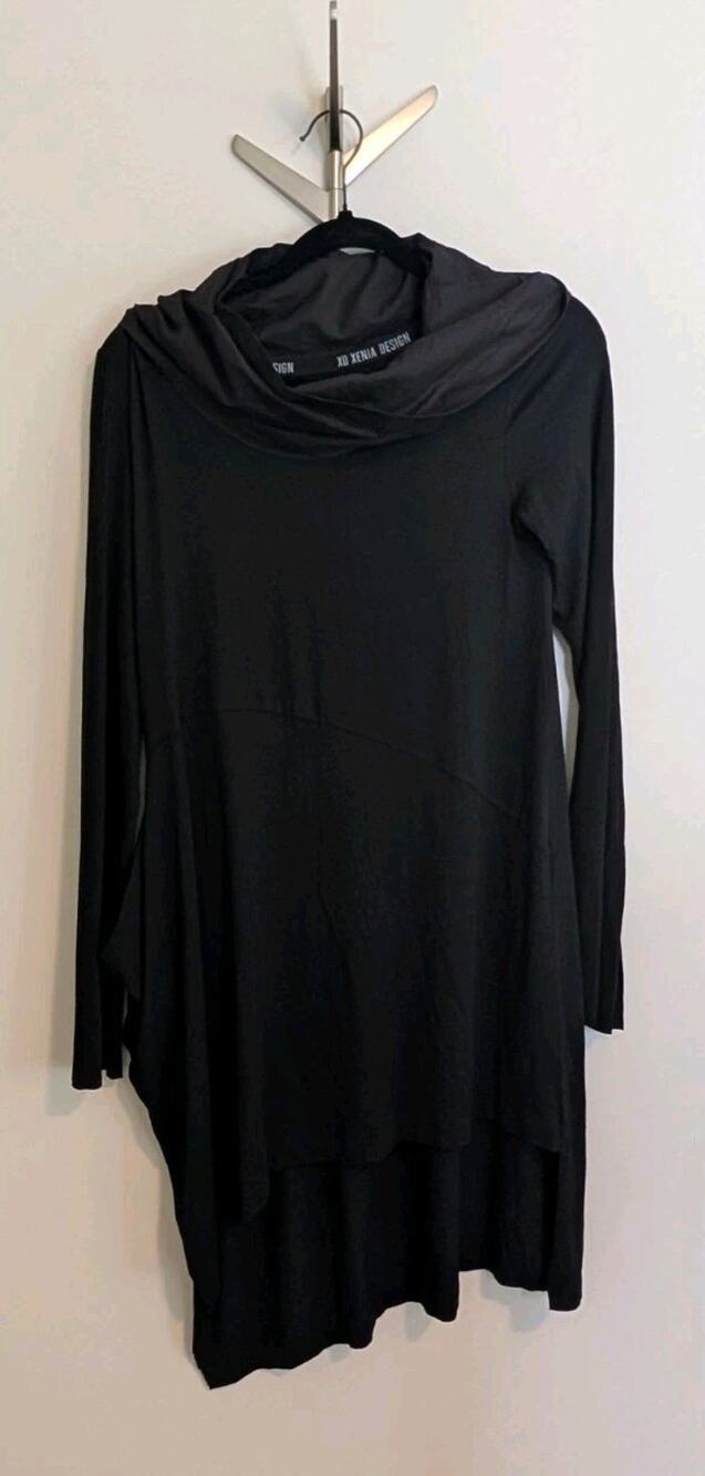 XD Xenia Design Dress Womens S Black Jersey Cowl Neck Long Sleeve Maxi Workwear